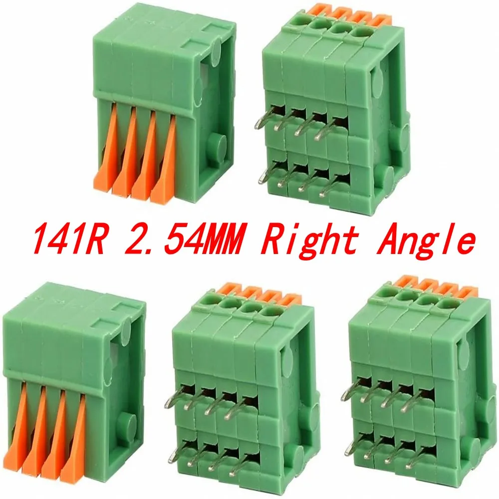 100PCS KF141R KF141V 2,54mm Pitch PCB Gerade/Gebogen Fuß Anschlüsse 2/3/4/5/6/7/8/9/10P Frühling Screless Terminal Blöcke Grün – Detail 3