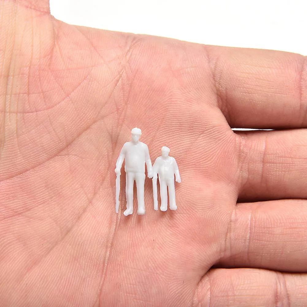 100Pcs 1/25 to 1/200 Scale Mini Unpainted White Model People Figures DIY Toy Mixed Miniature White Model Figures Architectural M