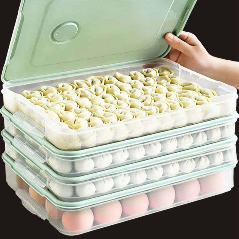 Refrigerator Food Storage Box, Kitchen Accessories, Organizer, Fresh Box, Dumplings, Vegetable, Egg Holder, Stackable, Microwave