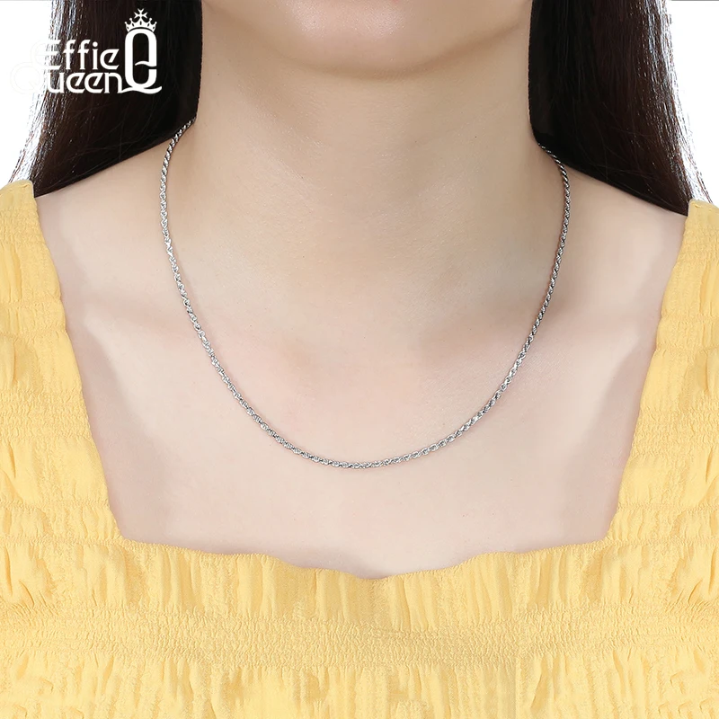 Effie Queen-Corde Italienne en Argent 1.7 100% pour Homme et Femme, Bijoux en Coupe de Diamant, Collier JONecklace, Cadeau, 1,2mm, 1,5mm, 925mm, 40cm-60cm, DSC29