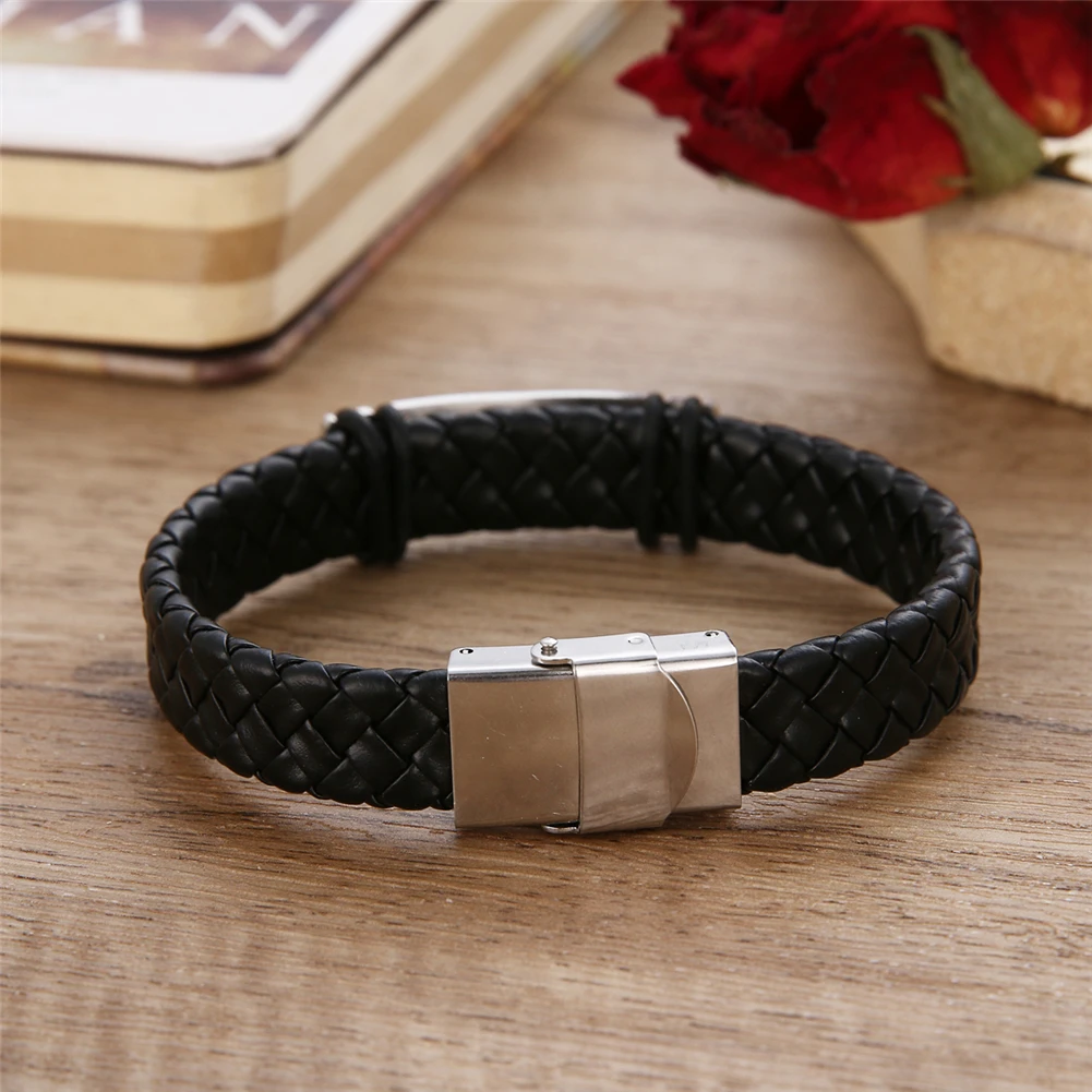 2024 Charm Jewelry Stainless Steel Weave Leather Scorpio Bracelet Vintage Titanium Steel Cuff Feather Bracelet Men pulseras