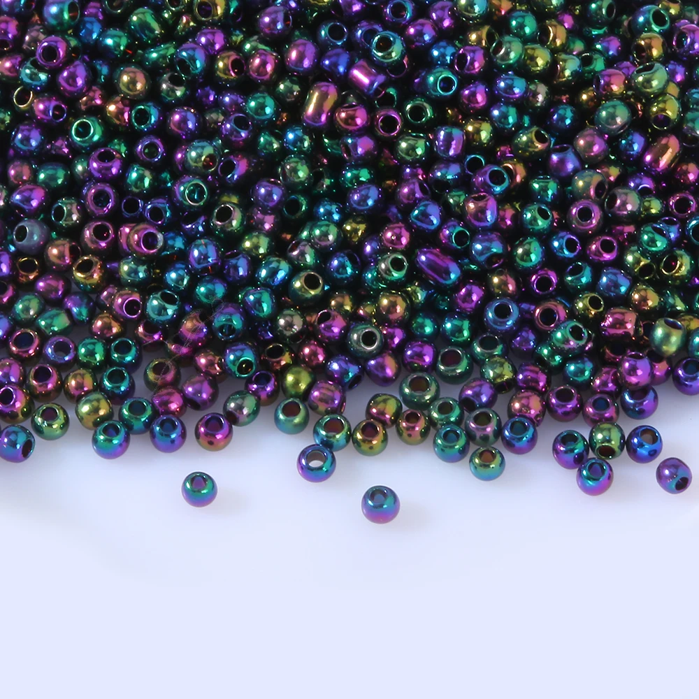 2mm Metalic Glass Beads 11/0 Glossy Czech Round Spacer Glass Bugle Seedbead For Jewelry Making Necklace Bracelet Diy Accessories