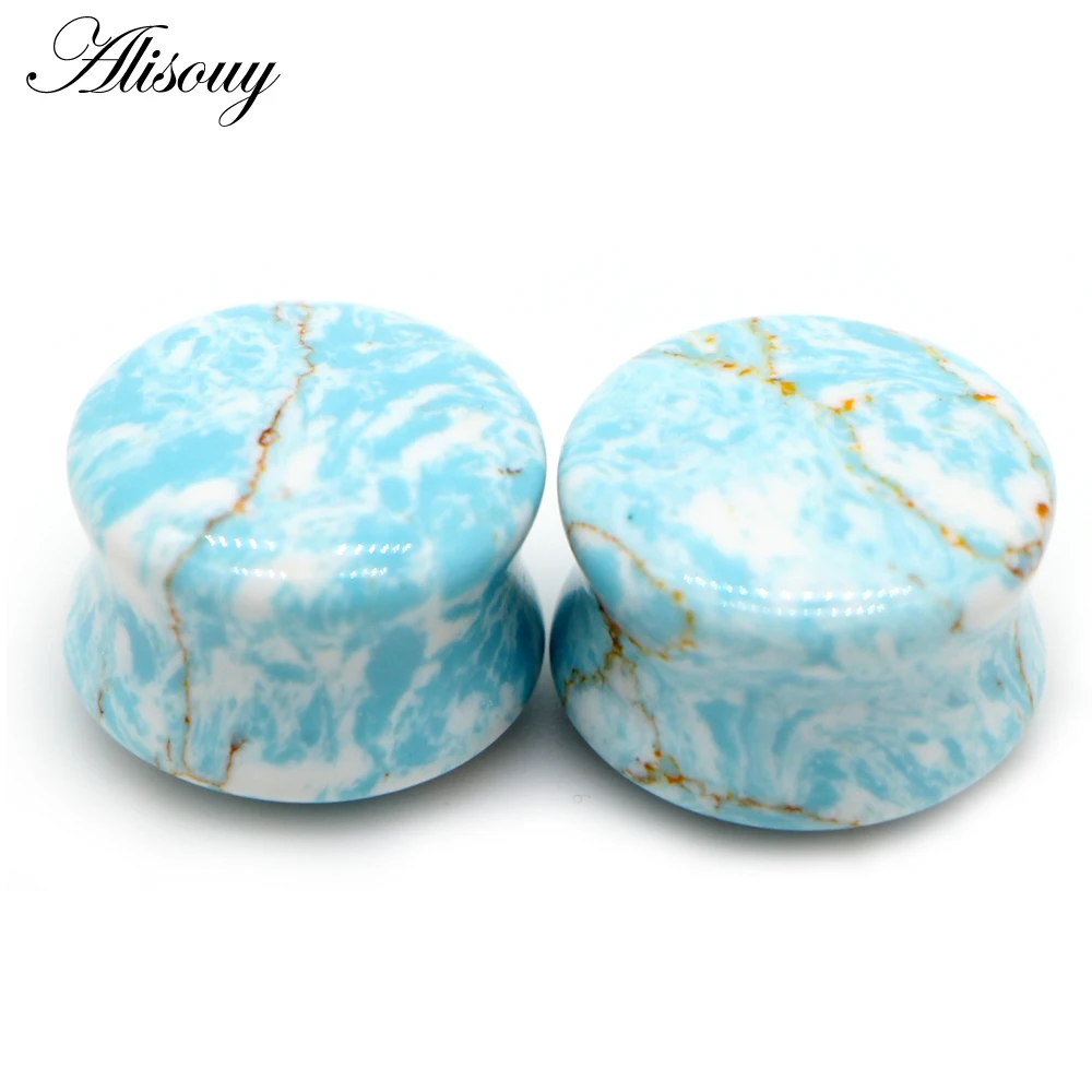 2pcs Stone Ear Plugs Gauges for Body Piercing