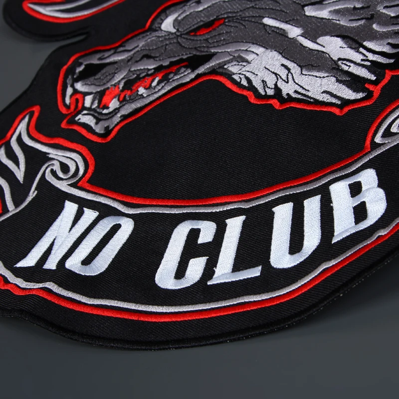 14 Inches Lone Wolf No Club Broadsword Large Sew On Embroidery Patches For Jacket Back Vest Motorcycle Biker