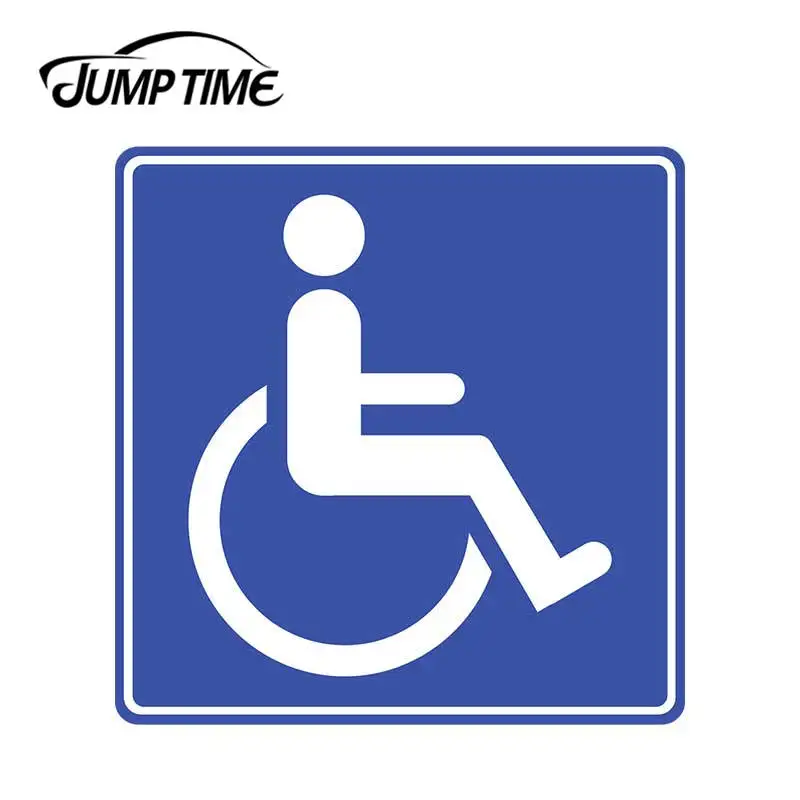 Jump Time 13cm x 13cm For Handicap Logo Parking Sign Table Wheelchair Car Window Bumper Decal Vinyl Sticker Auto Decor