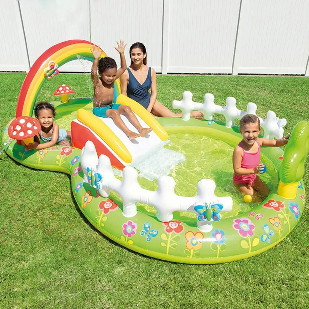 

Summer Baby Inflatable Swimming Pool Garden Rainbow Children Paddling Pool Play Center Outdoors Sport Play Kids Bath Toys