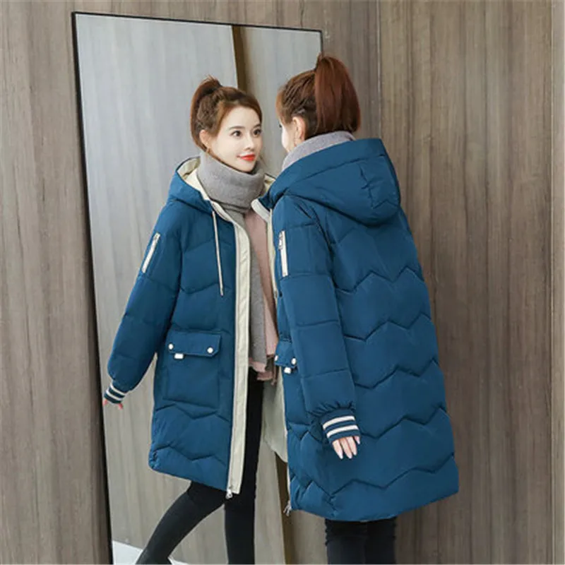 

Winter Long Coat Woman Hooded Thick Warm Padded Clothes Snow Wear Warm Female Jackets Plus Size 3XL Wadded Coats Lady A556