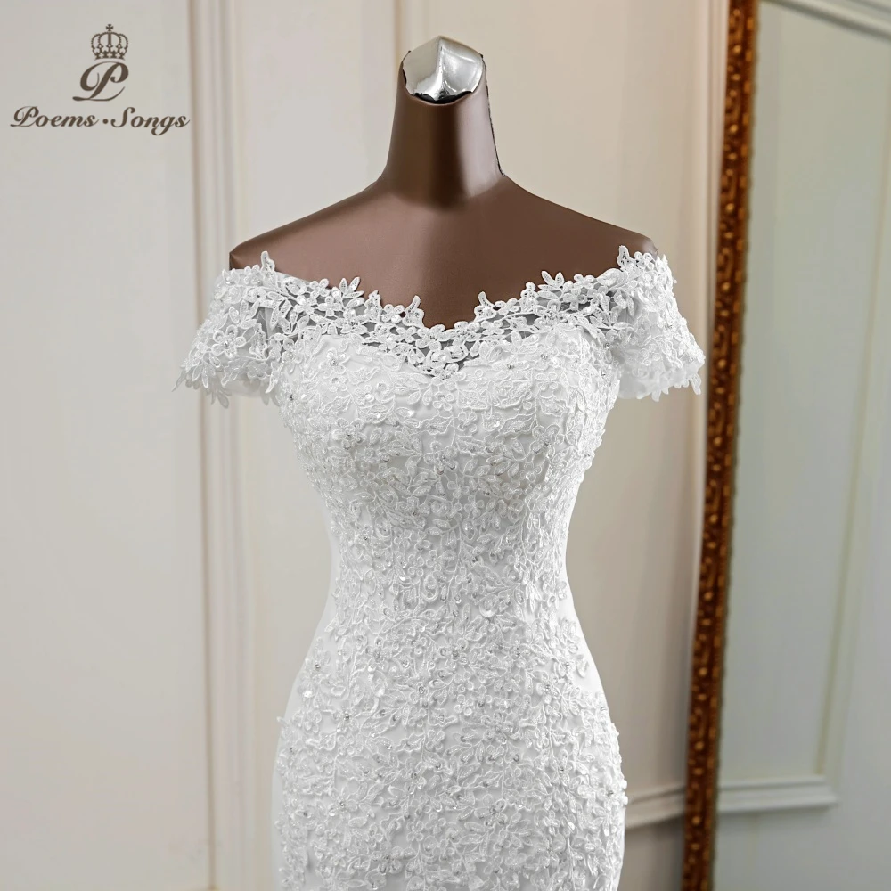 Customized Sexy wedding dress appliques flower robe de mariee elegant bride dress lace wedding gowns beautiful mermaid