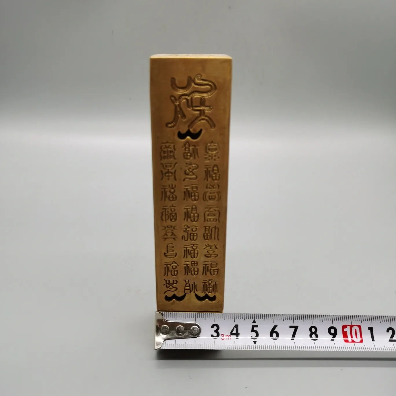 Tibet Buddhism Antique Good Luck Feng Shui Brass Carved Reliefs Bamboo Incense Ornaments Tube Hollow Out Incense Tube Burner