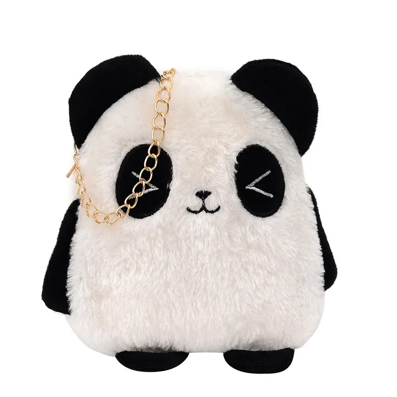 Bolso de hombro cruzado de felpa de dibujos animados de Panda salvaje personalizado para niñas, Mochila multifunción para Mujer, nueva moda, Otoño e Invierno