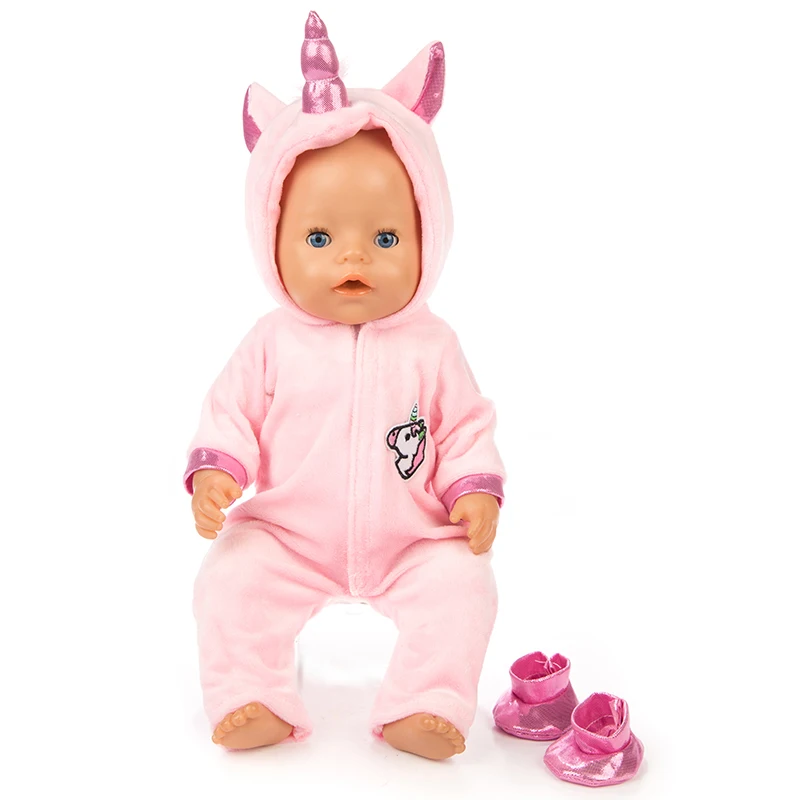 Fit 18 inch 43cm Doll Clothes Born Baby Unicorn Kitten and Pony Doll Clothes Suit For Baby Birthday Festival Gift