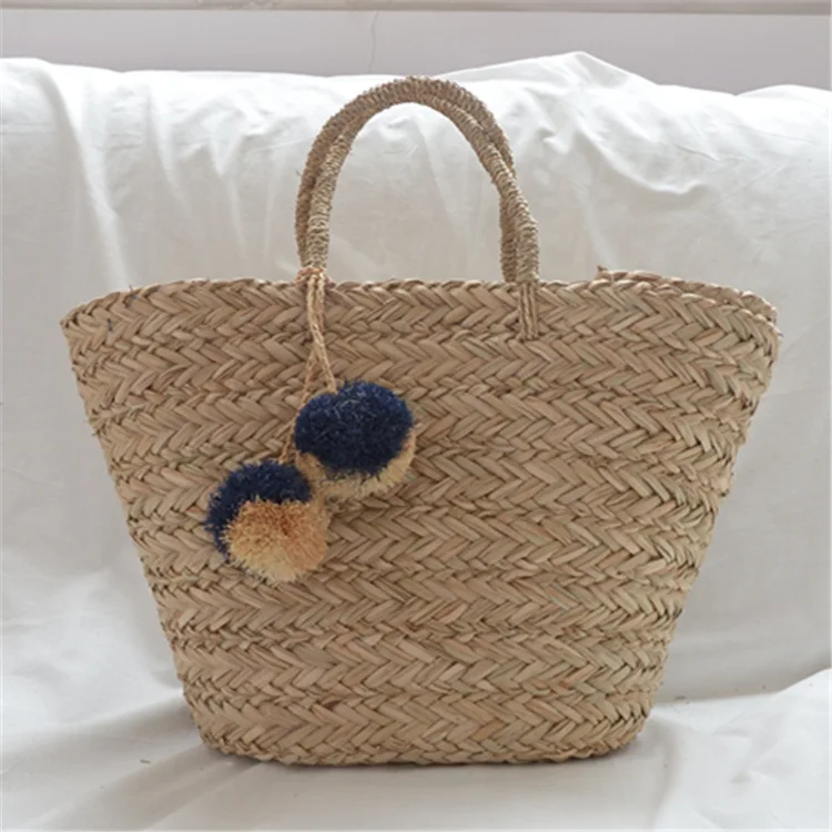 new Beach Rattan Straw Polyester bag fashion leisure straw bag quality craft paper holiday weaving handbag beach bag Hair ball