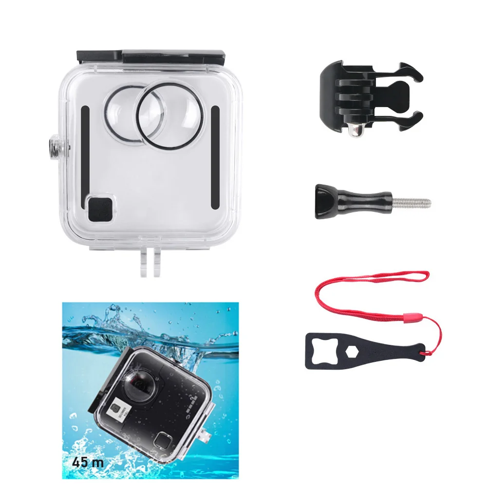 

45M Underwater Waterproof Case Accessories for GoPro Fusion 360-degree Camera Clear Diving Waterproof Housing Case Protection