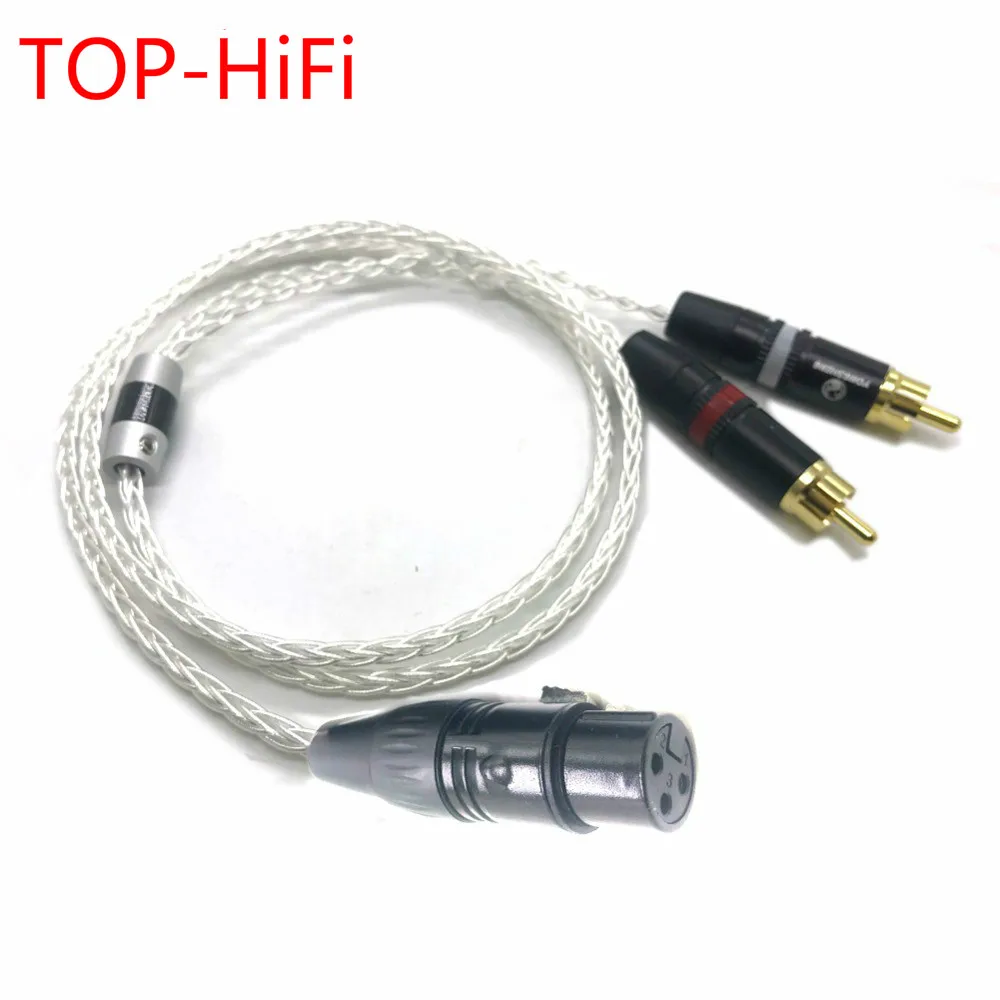 

TOP-HiFi 3pin XLR Female to 2x RCA Male Cannon Audio Adapter Cable 8 Cores Silver Plated AV Cable