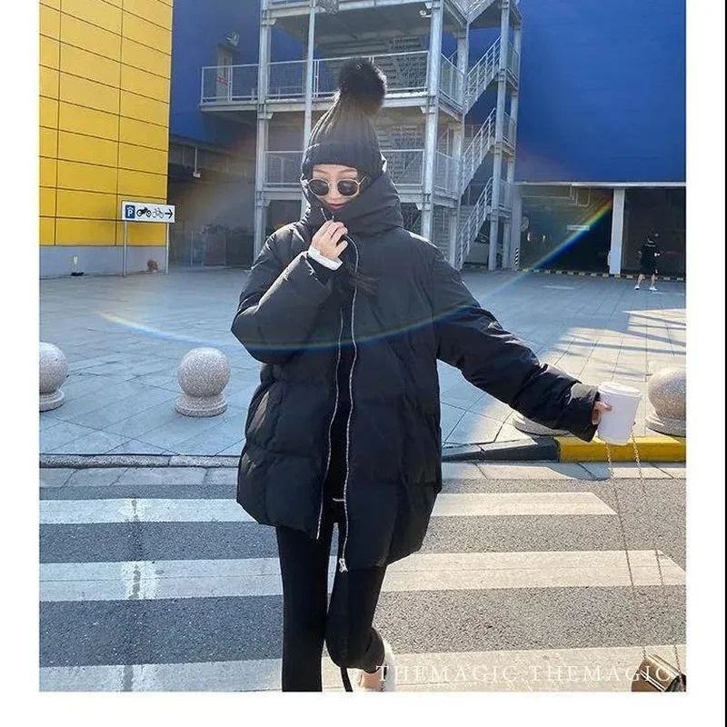 2022 New Kawaii Korean Style Coat Loose Warm Thick Winter Mid-length Bread Coat Jacket Girl Down Cotton Jacket Women Students