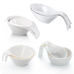 White Bowl With Handle Hotpot Restaurant Cafeteria Chafing Dish Shop Sauce Seasoning Big Bowl A5 Melamine Tableware Salad Bowl