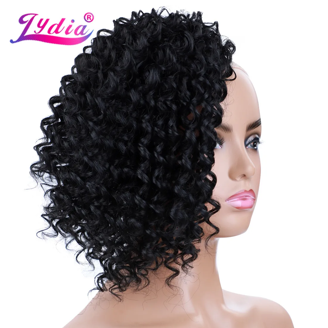 Lydia Synthetic High Puff Afro Kinky Curly Bang One-Side Part Chignon Clips in Hairpiece Extensions 110g/PCS For Ladies Daily