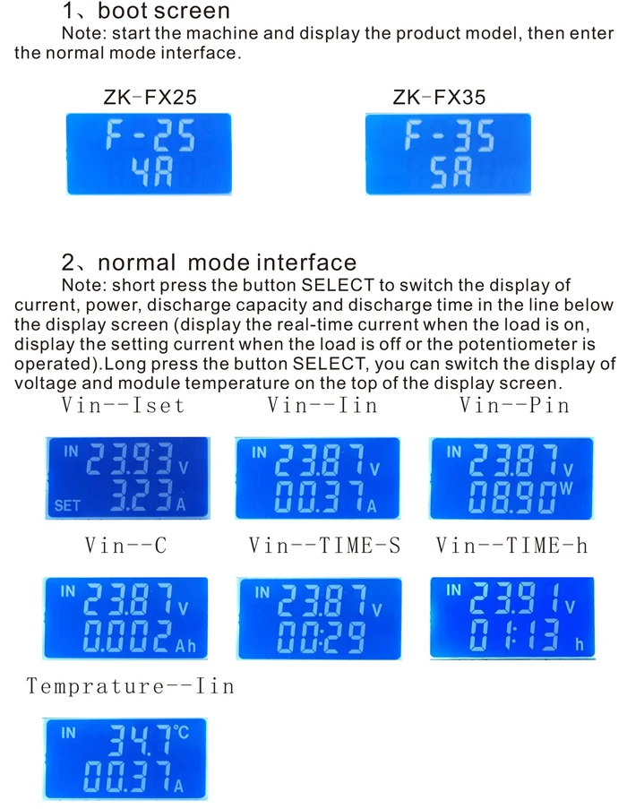 FX25 4A 25W / FX35 5A 35W Electronic Load Battery Capacity Tester Constant Current USB Power Detector Adjustable Resistor