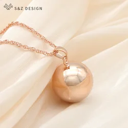 S&Z DESIGN New Fashion Smooth Round Spherical Pendant Rose Gold Color Necklace For Women Wedding Party Jewelry Gift