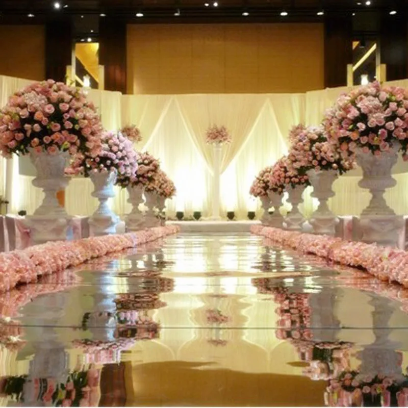 New Arrival Gold Silver Double Side Mirror Carpet Aisle Runner For Wedding Party Decor Shooting Props 1M Wide X20m/Roll