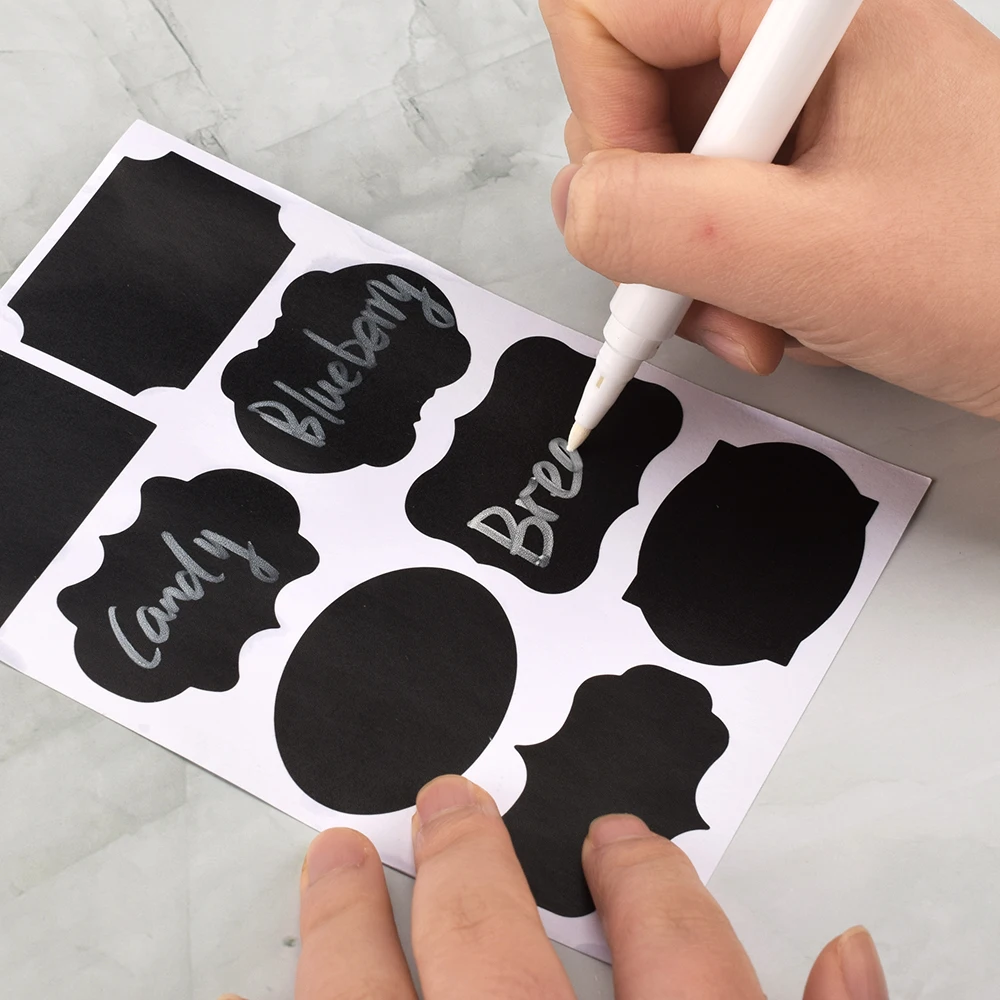 1 Pc/5 Stuks Uitwisbare Marker Pennen Voor Keuken Label Stickers Witte Vloeistof Krijt Pennen Opslag Pot Spice label Stickers Schoolbord Tag
