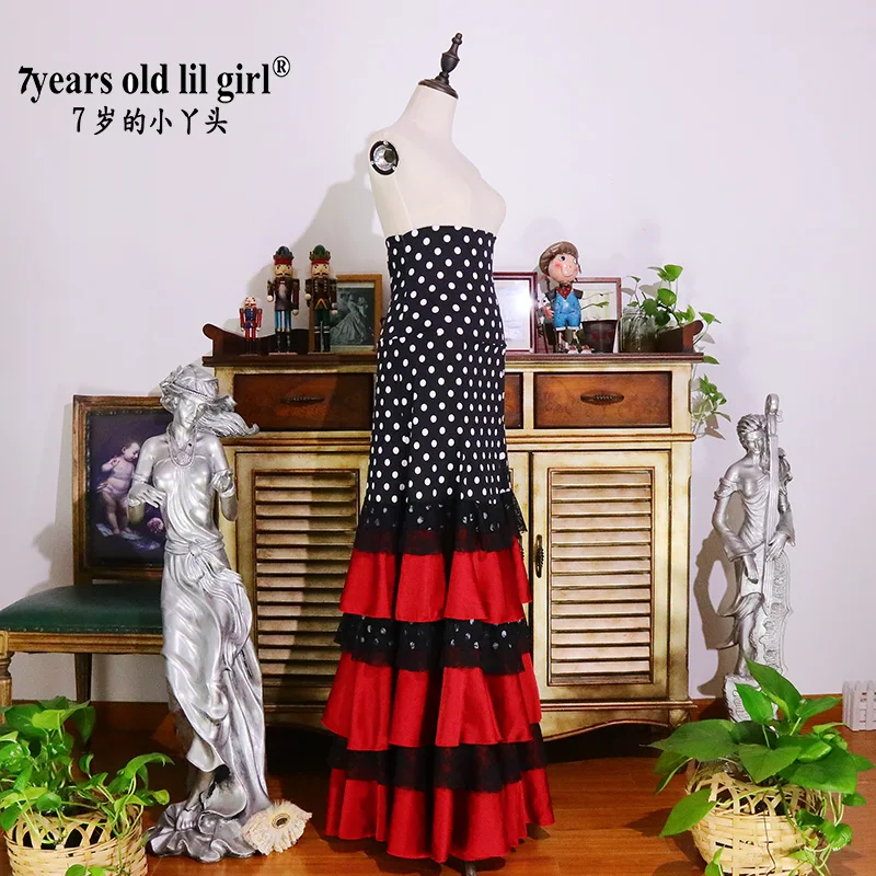 Traditional Spanish Flamenco Dance  Dress For Girls Classic Flamengo Gypsy Style Skirt Bullfight Festival Ballroom DTT28