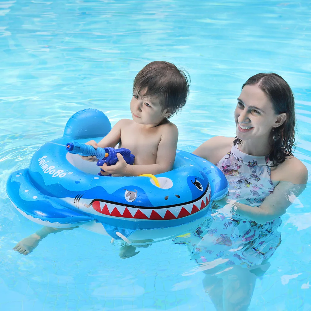 Baby Swimming Pool Float With Water Gun Accessories Shark Swim Ring Inflatable Floating Fun Toys Swim Seat Boat For 3-6Y