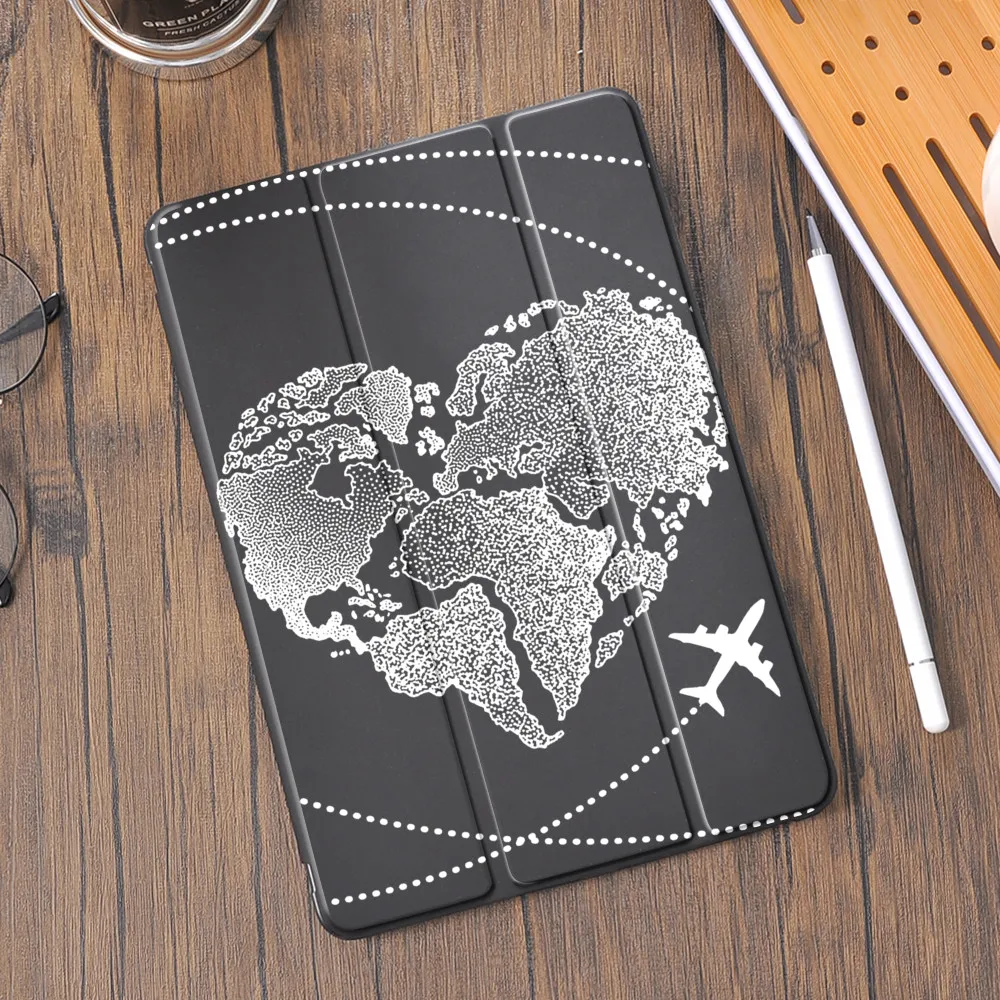 

Travel Map For 10.9 inch Air 4 iPad Case 8th Generation 7th 10.2 inch With Pen Slot Silicone Cover For 11 inch Pro 2020 Mini 4 5