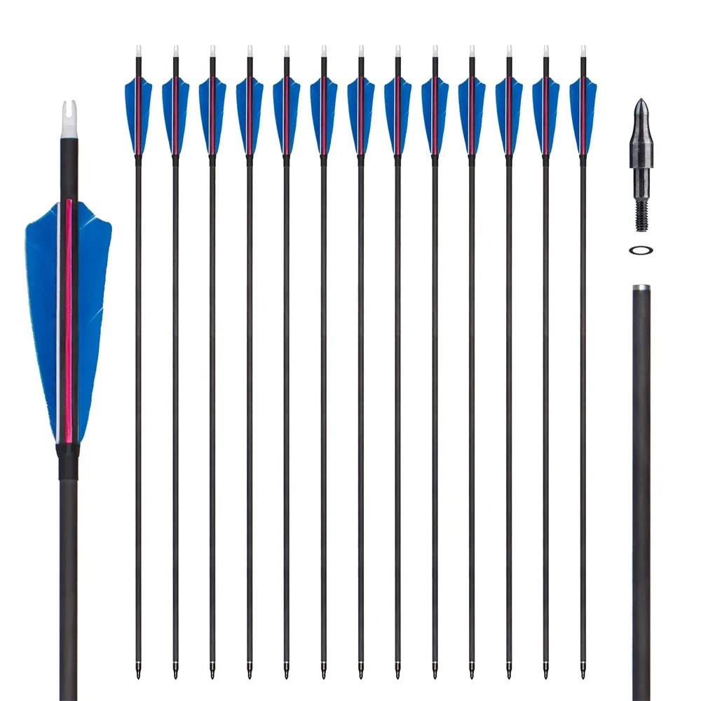 Frecce In Carbonio Misto 28/30/32" SP500 – Punte Sostituibili Per Arco Composto O Ricurvo
