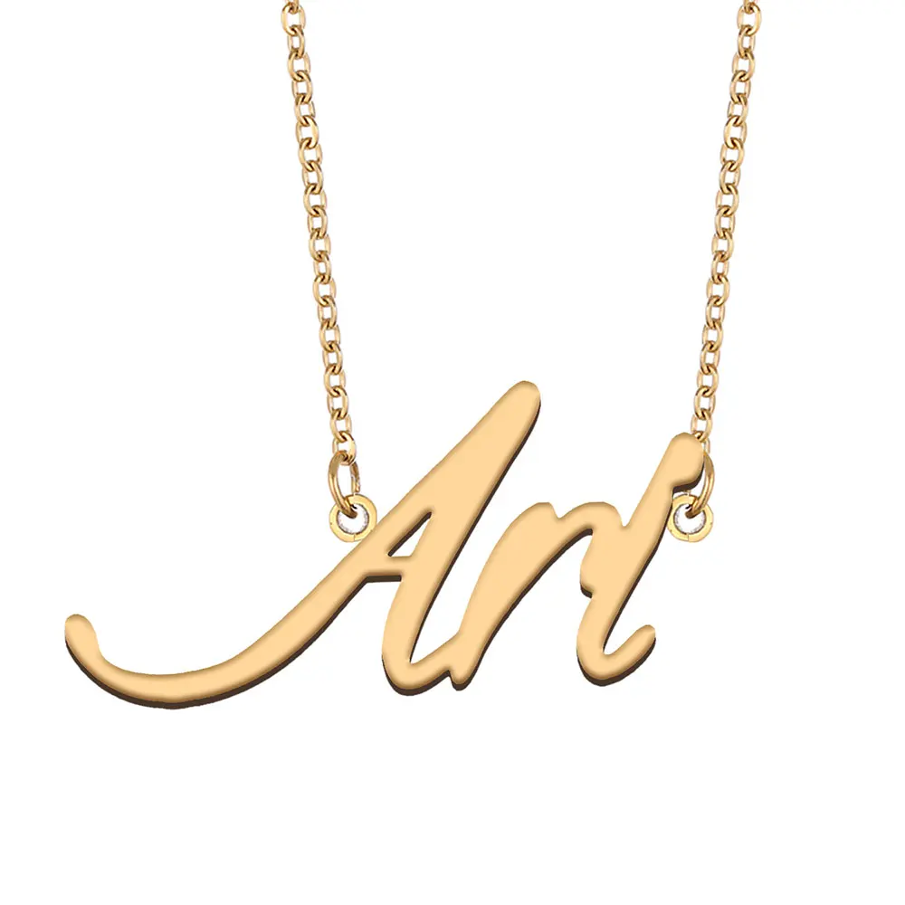 Ari Nameplate Necklace for Women Personalized Stainless Steel Jewelry Gold Plated Name Pendant Femme Mothers Girlfriend Gift