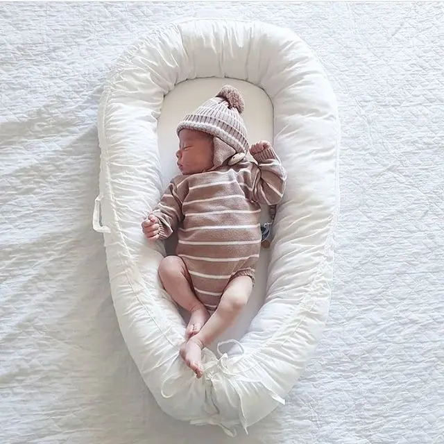 90x50cm Newborn Baby Lounge Essential Baby Nest Toddler Travel Nest Bed with Pillow Infant Portable Crib Cotton Cradle