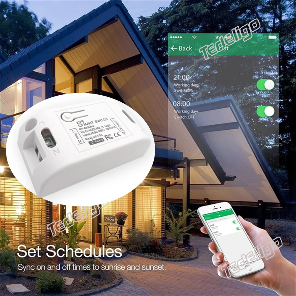 Tuya Smart APP WiFi Touch Wall Switch Light Wireless RF 433Mhz DIY Relay Timer Module Google Home Alexa AC 110V 220V 10A On Off