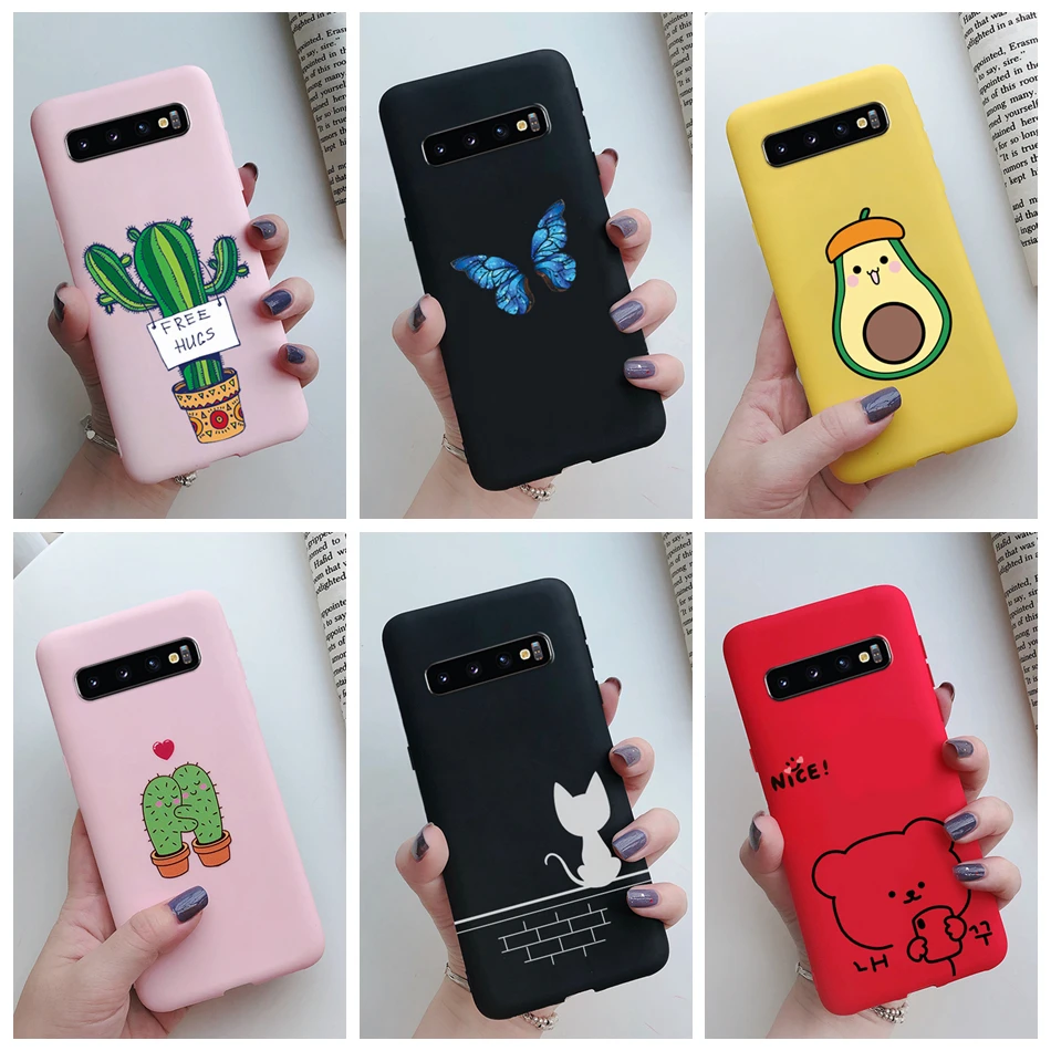 Cute Cat Cactus Cartoon Case For Samsung Galaxy S10 S10e 4G Candy TPU Silicone Soft Case for Samsung Galaxy S10 Plus Back Cover