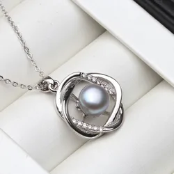 Trendy White Freshwater Natural Pearl Pendant For Women,925 Sterling Silver Pearl Pendant Fine Jewelry Girl Birthday Gift