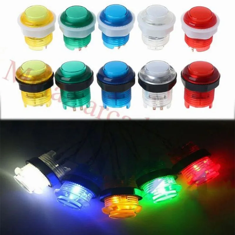 10Pcs/Lot 28mm/24mm LED Arcade Push Button Arcade Start Button Switch 5V Illuminated Button Arcade Cabinet Accessories