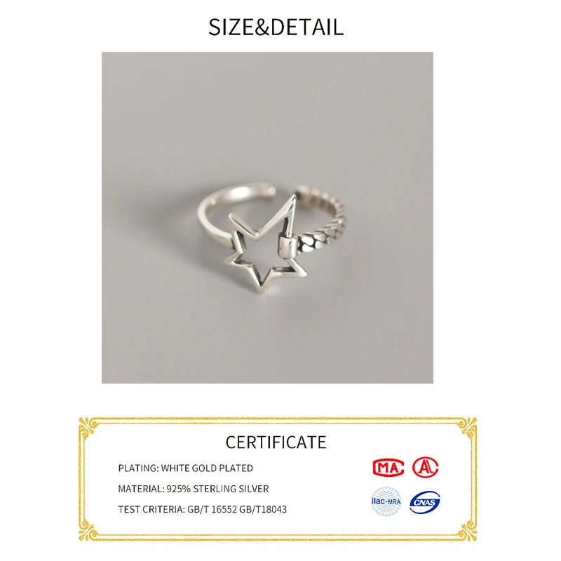 Bague étoile empilable en argent regardé 2020 pour femme, bijoux de mariage, salle de bain, T Vets, 925, 100%, 925