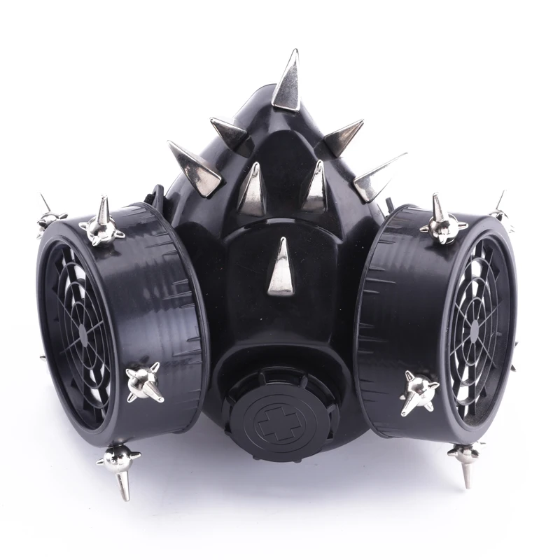 

Masks Punk Rock Rivets Respirator Halloween Mask 2 Canisters 1 Valve Hip Hop Steampunk Mask Fashion Popular Costume Party