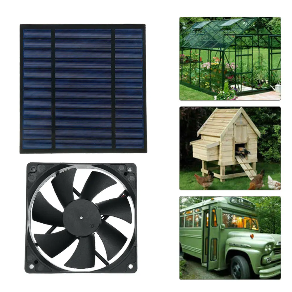 20W Solar Powered Panel 6\'\' Tent Fan Cooling Ventilation Fan for Outdoor RV Truck Camping Chicken Dog