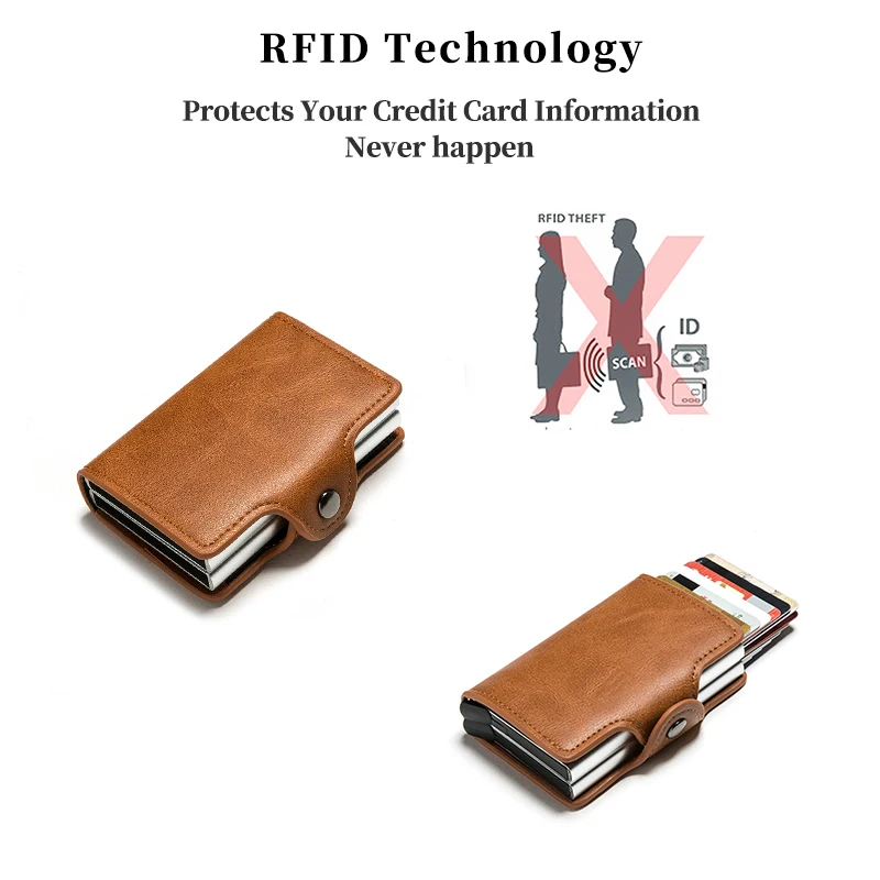 Carbon Fiber Credit Card Holder Men's Double Card Holder Protective Case Name Engraved Wallet Metal Business Simple Wallet