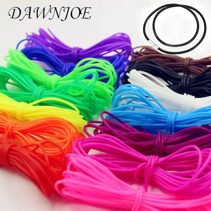 10 Meter/lot 2 3 mm Colorful Hollow Rubber Rope/Silicone rope  line  DIY Making Bracelet Necklace Jewelry Accessories Finding