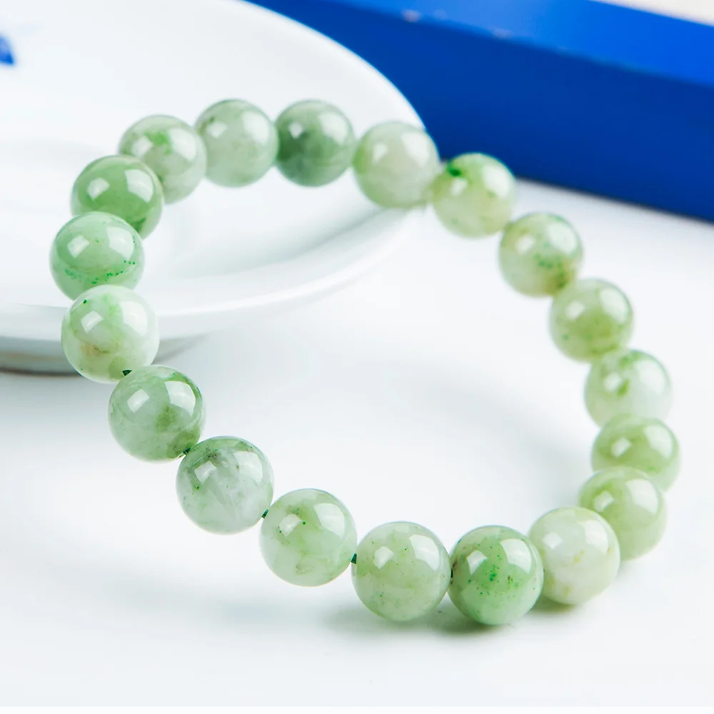 Natural Green Dushan Jade For Women Men Bracelet 10mm Stretch Crystal Gemstone Round Bead Bracelet AAAAAA