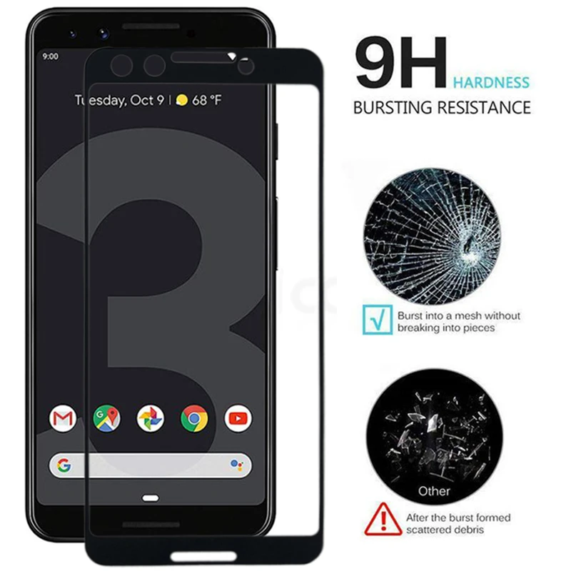 2PCS/Lot Tempered Glass Film For Google Pixel 3 Full Cover Screen Protector Glass For Google Pixel3 5.5\