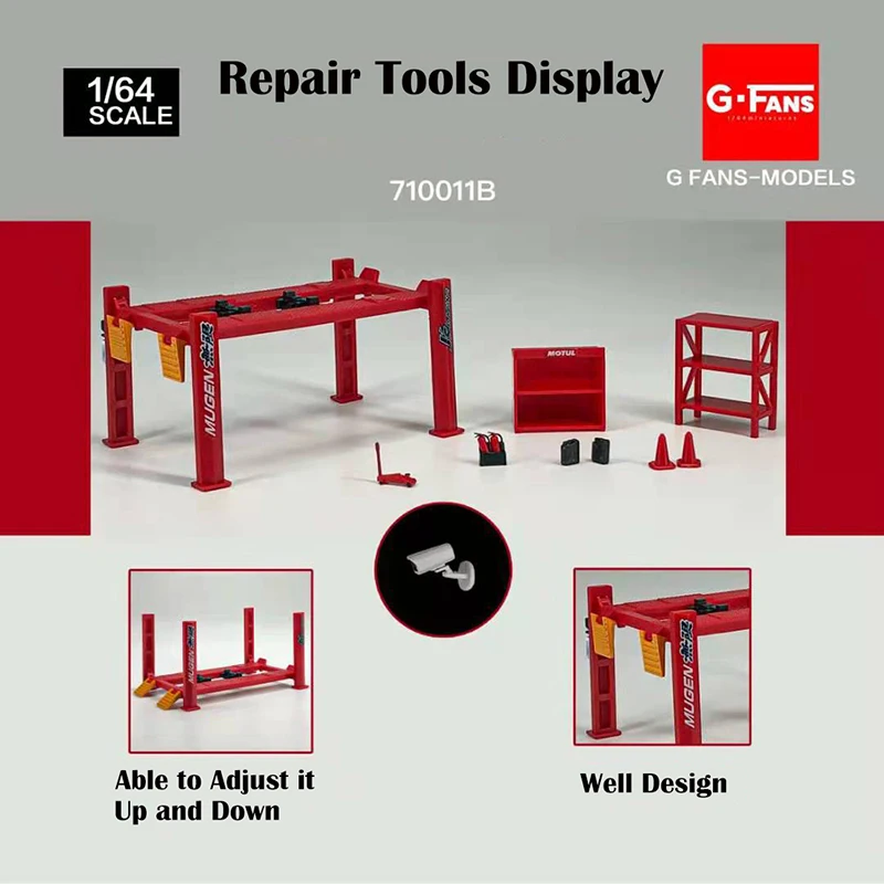 G-Fans models Diorama 1/64 Garage Maintenance Tools Set ABS plastic Model Car Display Collection - 12PCS/SET - 4 Versions