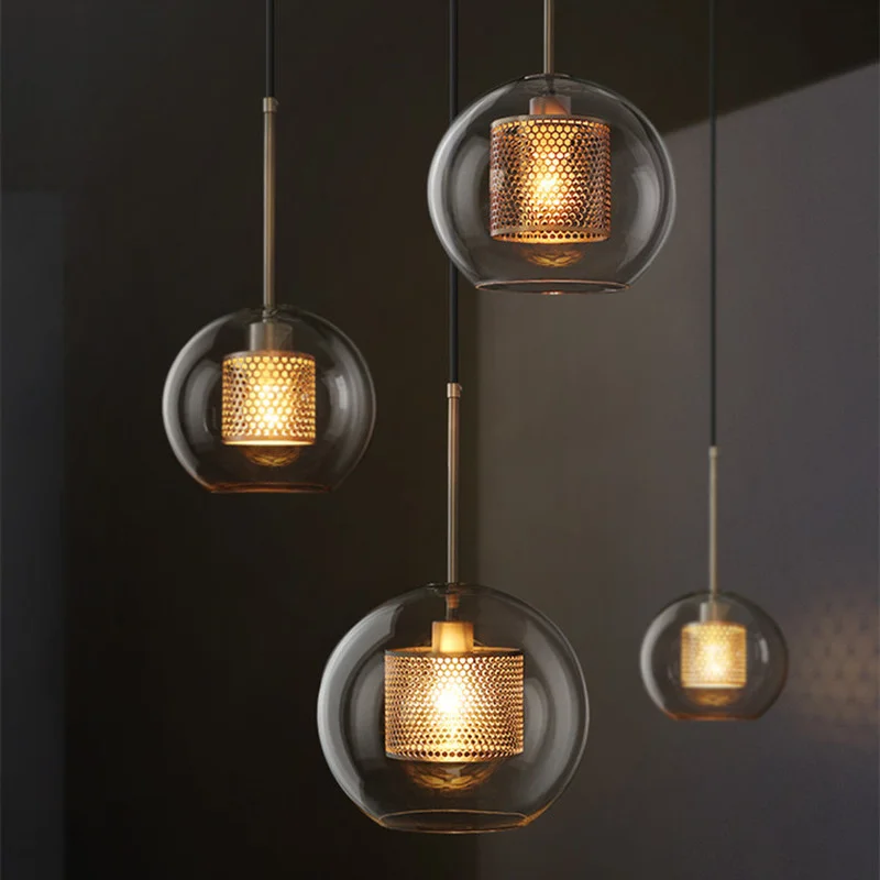 

Loft Modern Nordic Pendant Lights for Dining Room Restaurant Desktop Bedroom Decorative Kitchen Glass Ball Hanging Lamps Fixture