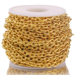1 Meter Gold Width 5mm Stainless Steel Twist O-chain Bulk Textured Chunky Chains for Punk Rock Jewelry Making Wholesale