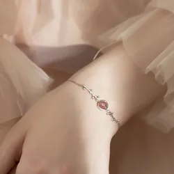New Fashion Jewelry Beautiful 925 Sterling Silver Strawberry crystal Bracelets Branches Simple Personality Sweet Bracelets