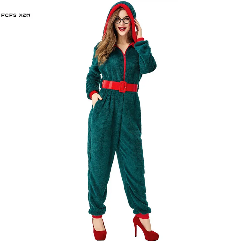 Women Christmas Tree Cosplay For Female Halloween Santa Claus Costume Carnival Purim Adult Winter Pajamas Masquerade Party Dress