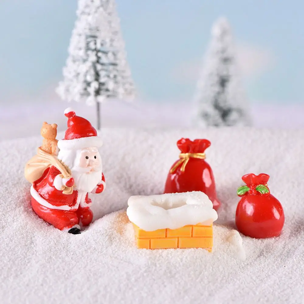 Santa Claus งานฝีมือประดับสวนขนาดเล็กน่ารักเรซิ่น Micro ภูมิทัศน์ Figurines ตกแต่งคริสต์มาสเครื่องประดับคริสต์มาส