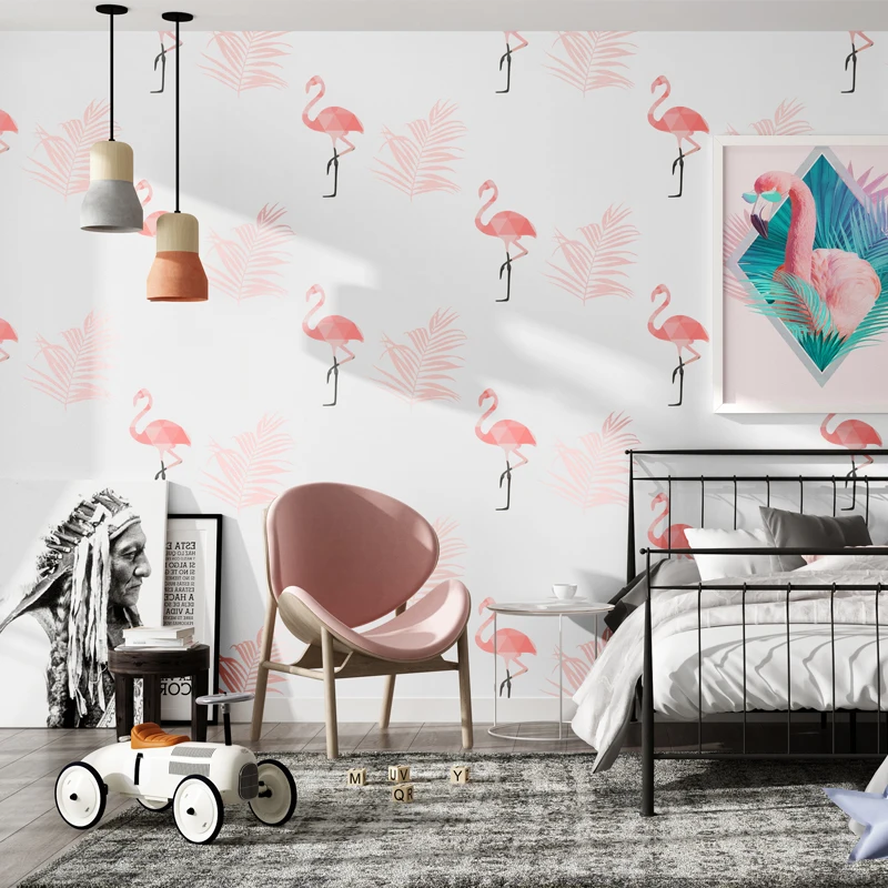 

Nordic Pink Flamingo Wall Paper Home Decor Ins Wallpapers For Bedroom Living Room Walls Paper Housemapa Del Mundo Para Pared