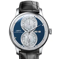 Switzerland Luxury Brand LOBINNI Men's Watches Sapphire Automatic Mechanical Multi-function Dial 50 M Waterproof Clock L18015